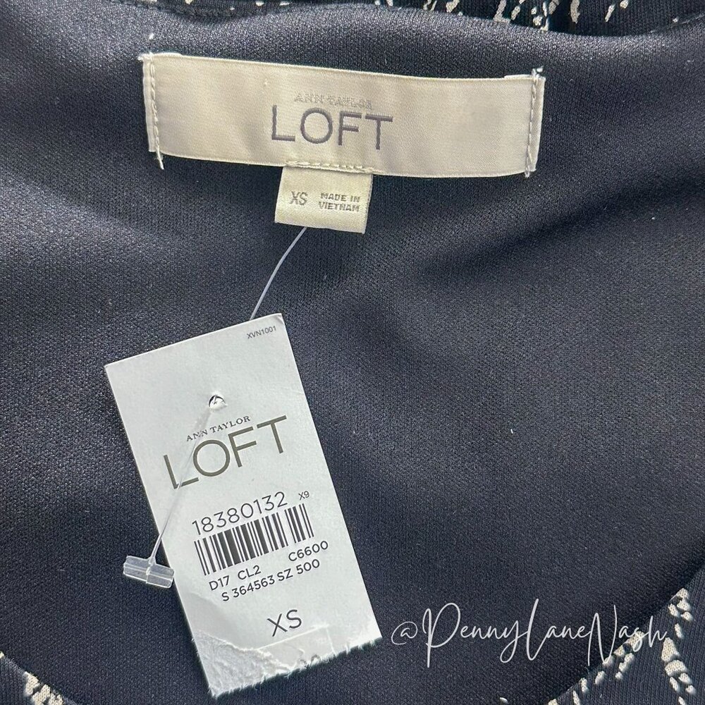 NWT Ann Taylor Loft Blouson Zigzag Print Dress Black XS - Picture 5 of 10